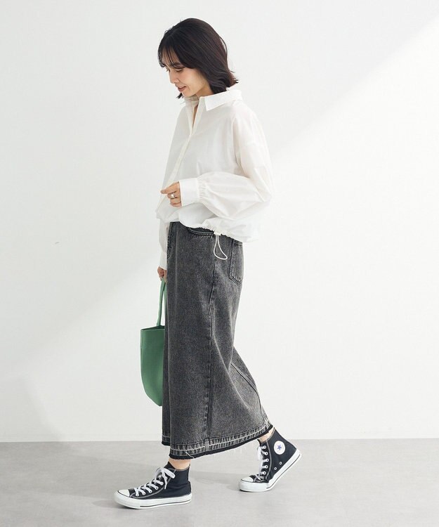 Green Parks イージーケア裾ドロストシャツ Off White