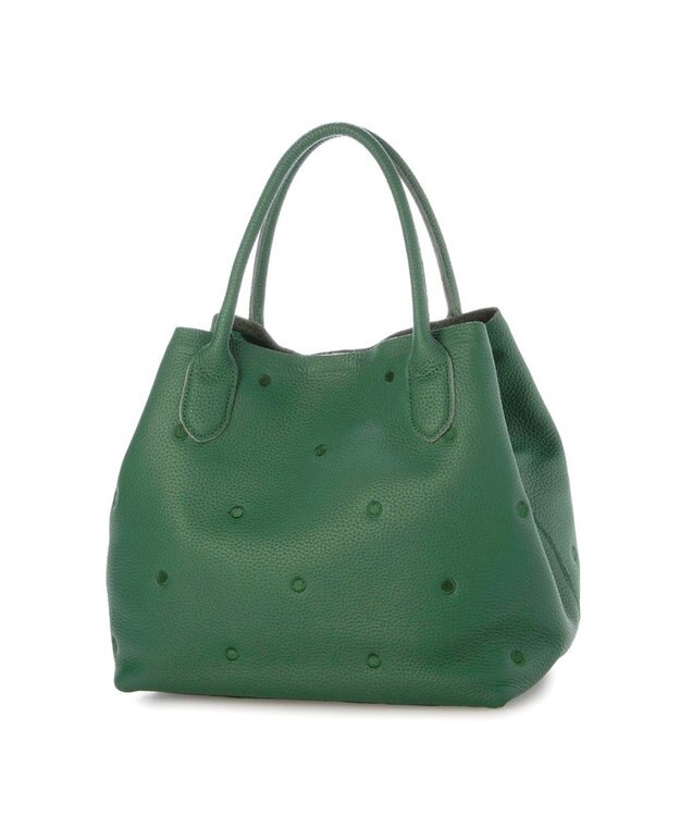 UNBILLION ペルケ perche / 牛革ドット刺繍トートバッグ グリーン