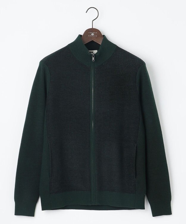JOSEPH ABBOUD 【軽量/イージーケア】 KARL KARLジップ ニット ブルゾン ダークグリーン系