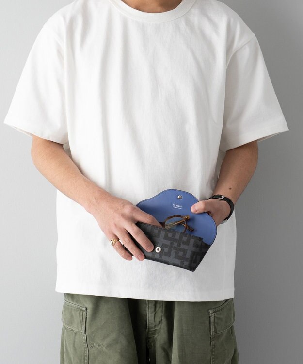 MIYABIYA La quoh with kirakaracho 角つなぎ プリントレザー 眼鏡ケース 玄（ブラック）