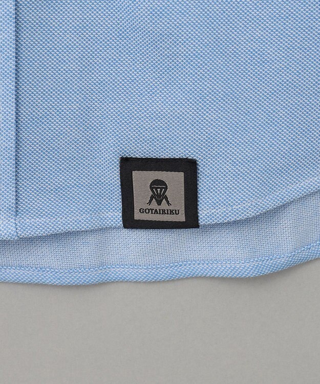 GOTAIRIKU 【吸水速乾】クールマックス鹿の子 ビズシャツ_ボタンダウン サックスブルー系