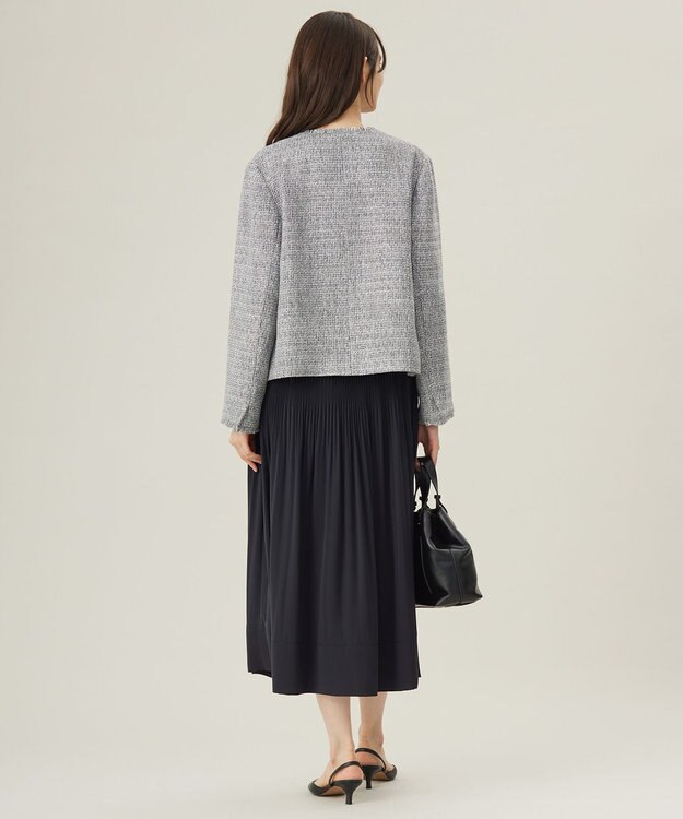 自由区 【セットアップ対応・洗える】ライトミックスツイード ジャケット モノトーン