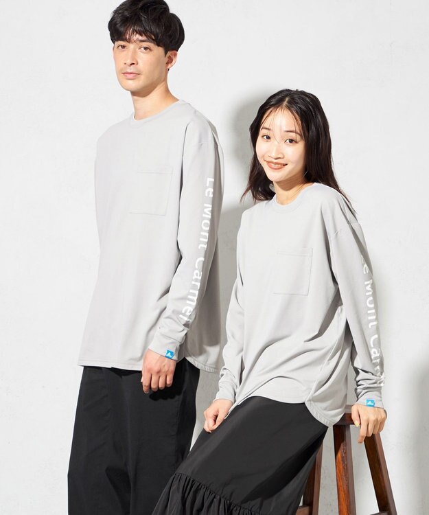 SHARE PARK MENS 【UNISEX】吸水速乾 ショルダーロゴロングスリーブTシャツ（L・XLサイズ） グレー