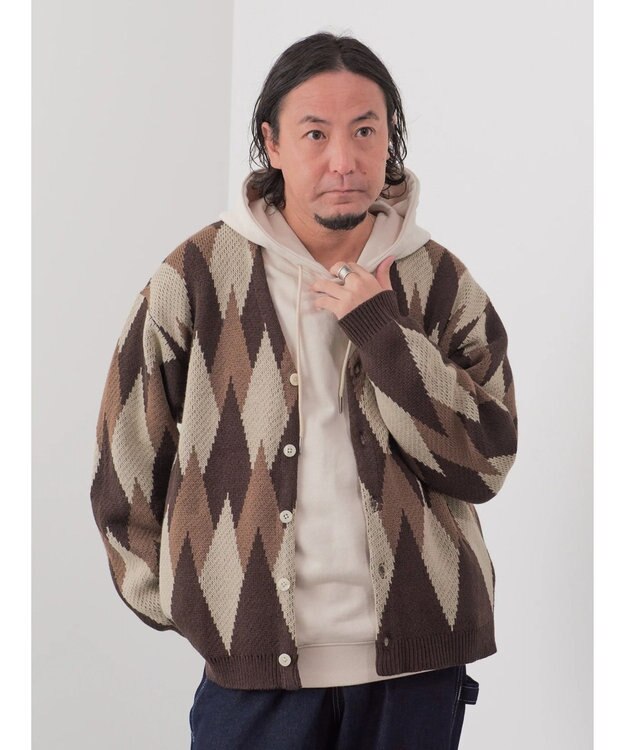 CRAFT STANDARD BOUTIQUE 【男女兼用】アーガイル柄カーディガン Dark Brown