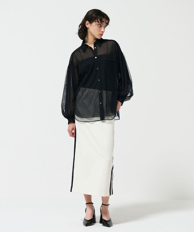 GRACE CONTINENTAL チュールレイヤードシャツ ブラック