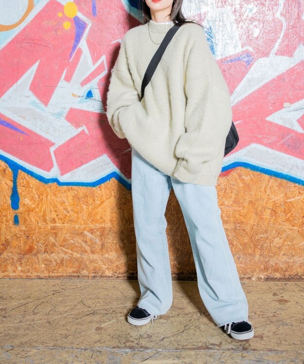 WEGO モヘアライクBIGプルオーバー ベージュ