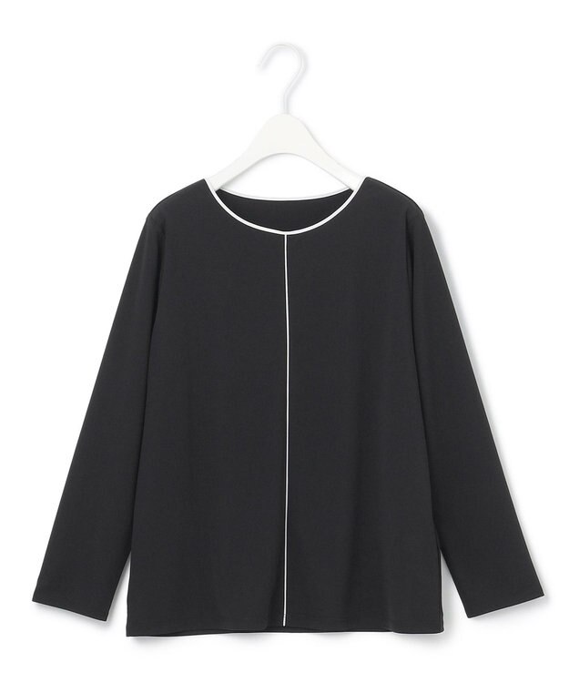 ICB L 【洗える】ジョーゼットジャージー プルオーバー ブラック系