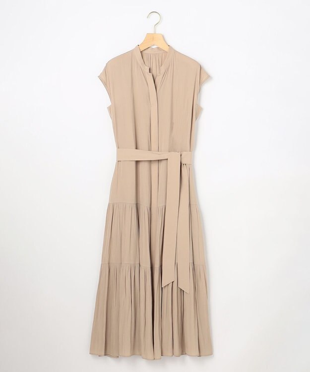 組曲 S 【WEB限定】ギャザーライトデシン ティアードワンピース ベージュ系