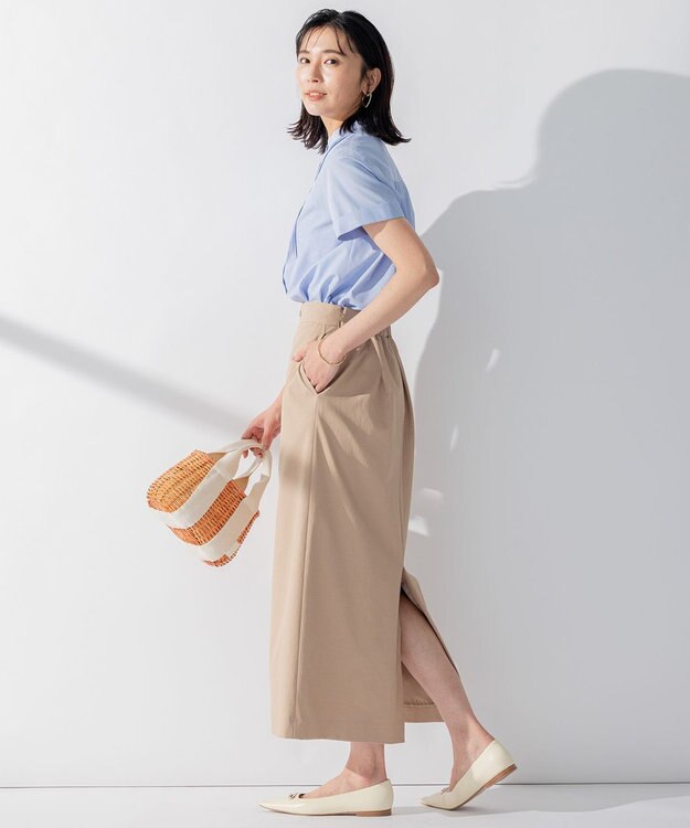 23区 【セットアップ対応】オックスストレッチ スカート キャメル系