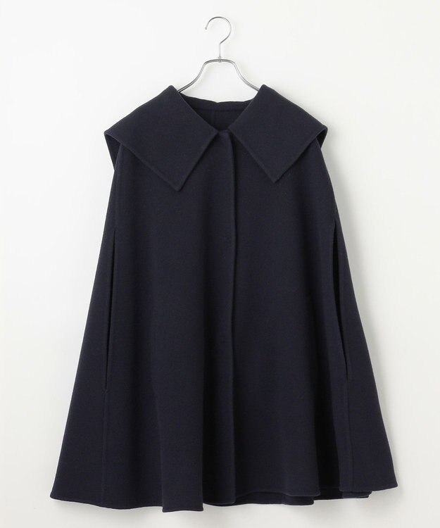 #Newans セーラーカラーダブルフェイスケープコート ネイビー