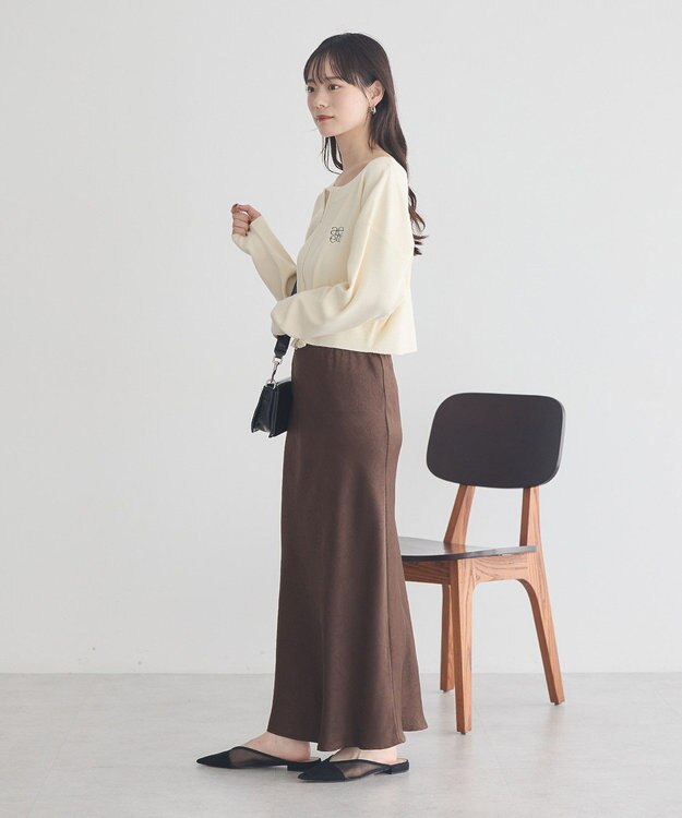 earth music&ecology ストレッチサテンスカート Brown