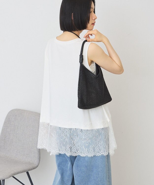 AMERICAN HOLIC 裾レースノースリーブプルオーバー Off White