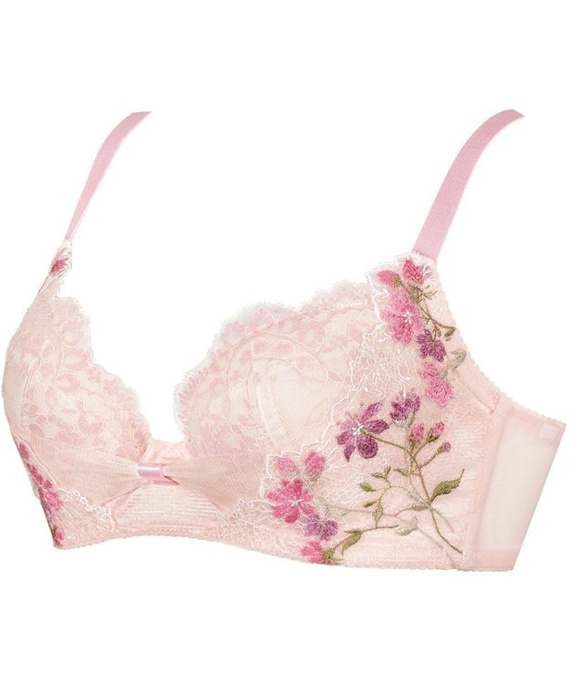 WACOAL 【リボンブラ】 【脇すっきり】 ブラジャー 脇高設計 着やせシルエット 動いても谷間をキープ ペアショーツあり レディース BRB413 /ワコール ピンク