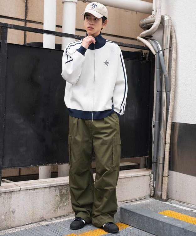 WEGO 【ユニセックス着用ITEM】ライントラックニットジャケット ホワイト