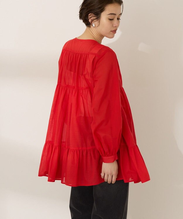AMERICAN HOLIC シアーティアードロングブラウス Red