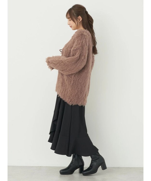 earth music&ecology 起毛リボンニットカーディガン Brown