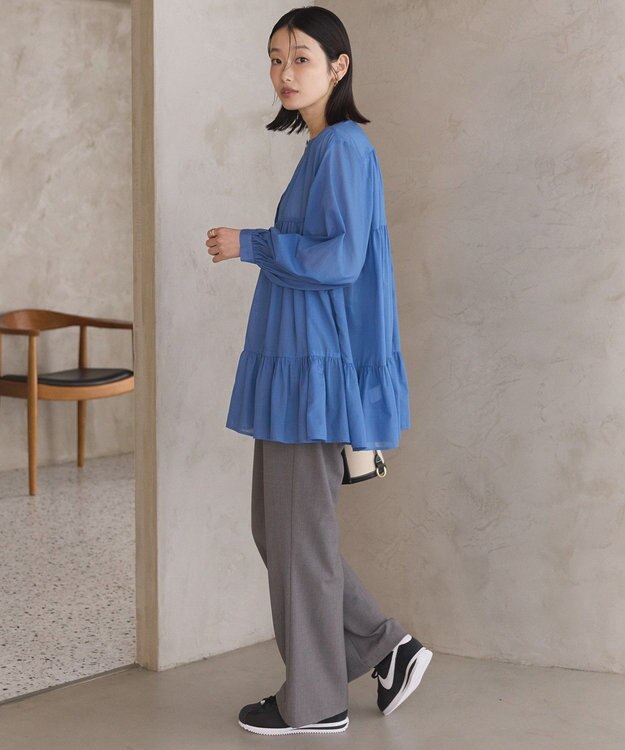 AMERICAN HOLIC シアーティアードロングブラウス Blue