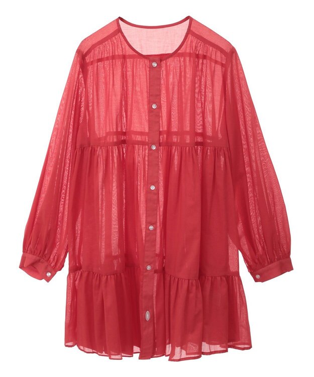 AMERICAN HOLIC シアーティアードロングブラウス Red