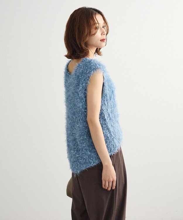 Green Parks フェザーヤーンニットベスト Blue