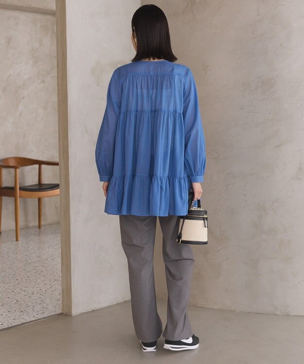 AMERICAN HOLIC シアーティアードロングブラウス Blue