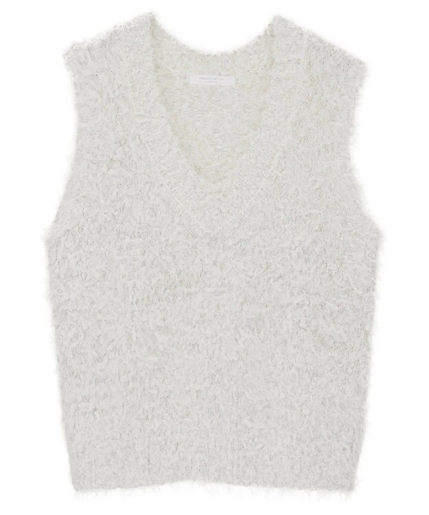 Green Parks フェザーヤーンニットベスト Ivory