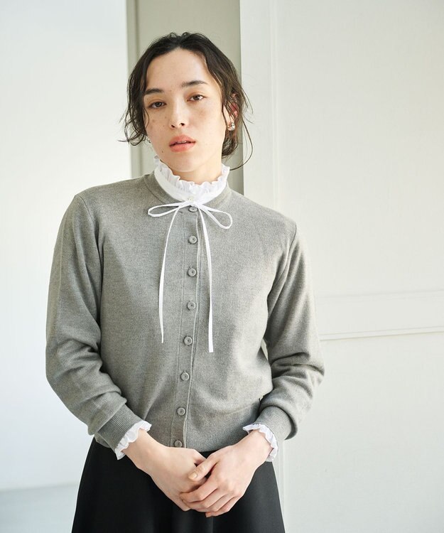 #Newans 【カシミヤ混】コンパクトニットカーディガン グレー