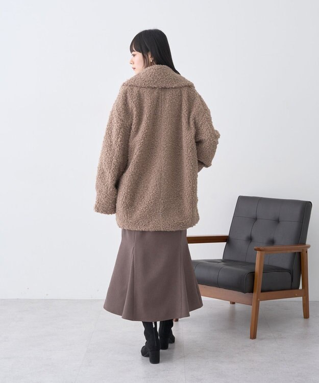 earth music&ecology ループファーコート Gray Beige
