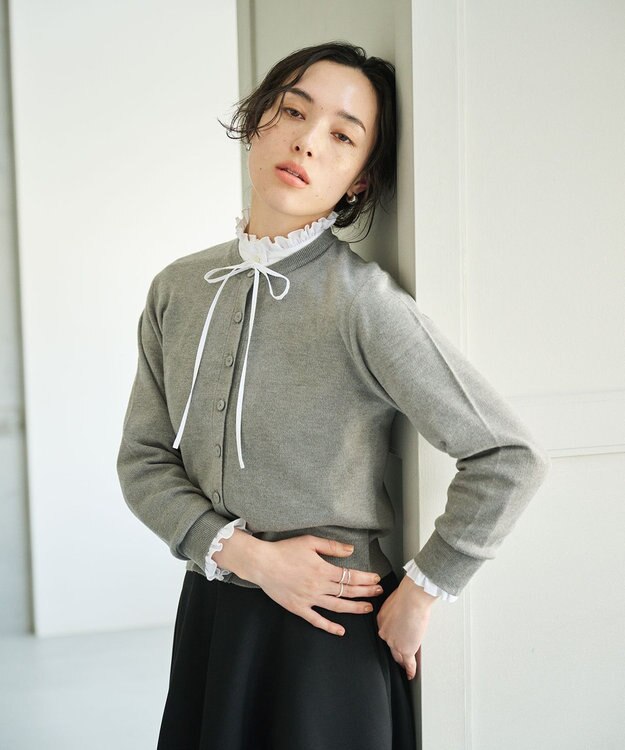 #Newans 【カシミヤ混】コンパクトニットカーディガン グレー