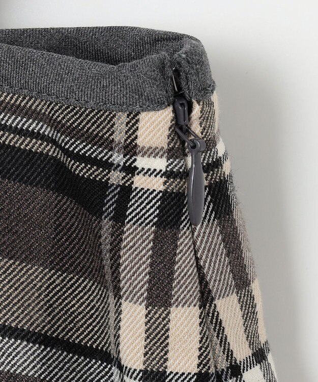 J.PRESS LADIES 【洗える】テトロンレーヨン/ウール milledタータン スカート ベージュチェック系