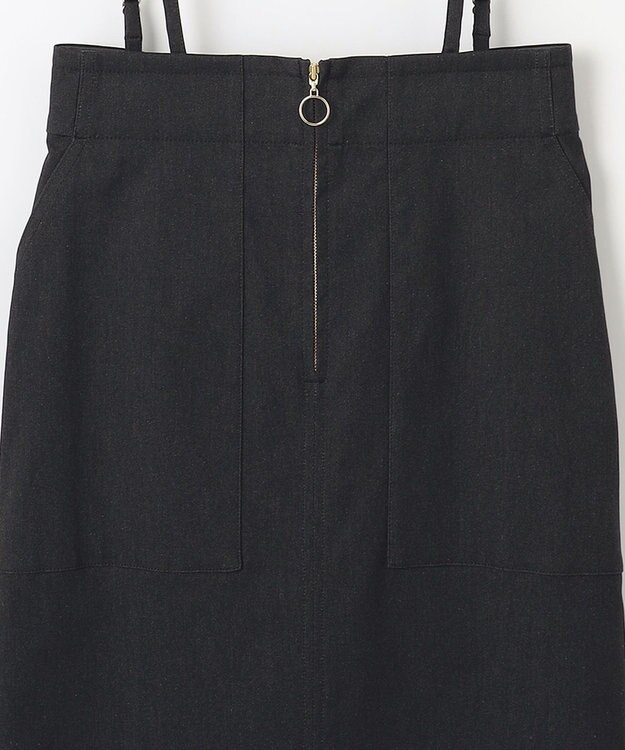 ANY SIS 【2WAY】フロントジップタイト スカート シャンブレーブラック