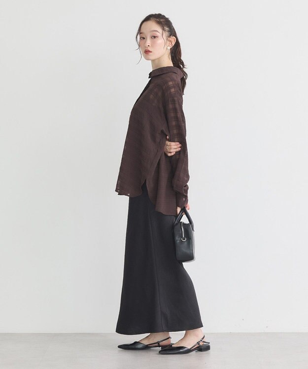 earth music&ecology ストレッチサテンスカート Black