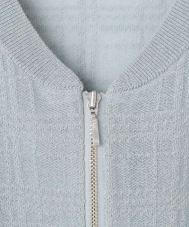 J.PRESS LADIES L 【洗える】SHEER JACQUARD ニット ブルゾン グレイッシュアクア系