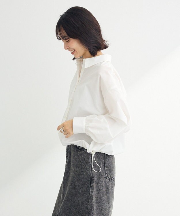 Green Parks イージーケア裾ドロストシャツ Off White