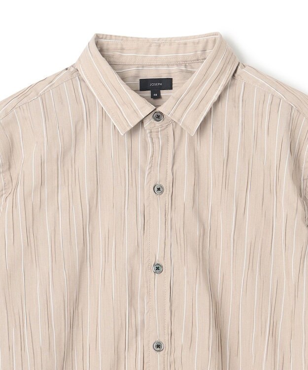 JOSEPH HOMME リンクルストライプ　半袖シャツ ベージュ系1