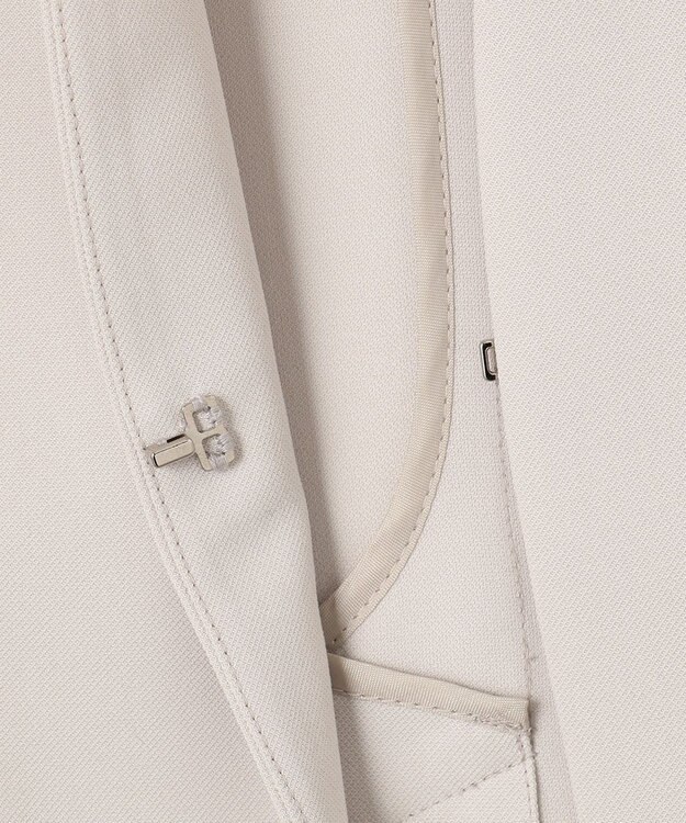 23区 S 【セットアップ対応/洗える】合繊 セットアップ ノーカラー ジャケット ベージュ系