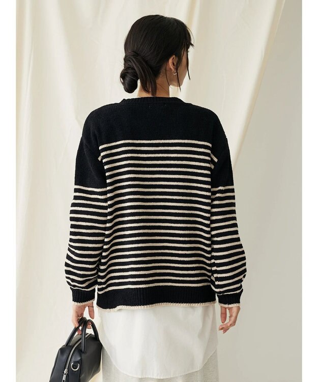 CRAFT STANDARD BOUTIQUE 洗えるモールニットボーダープルオーバー Black