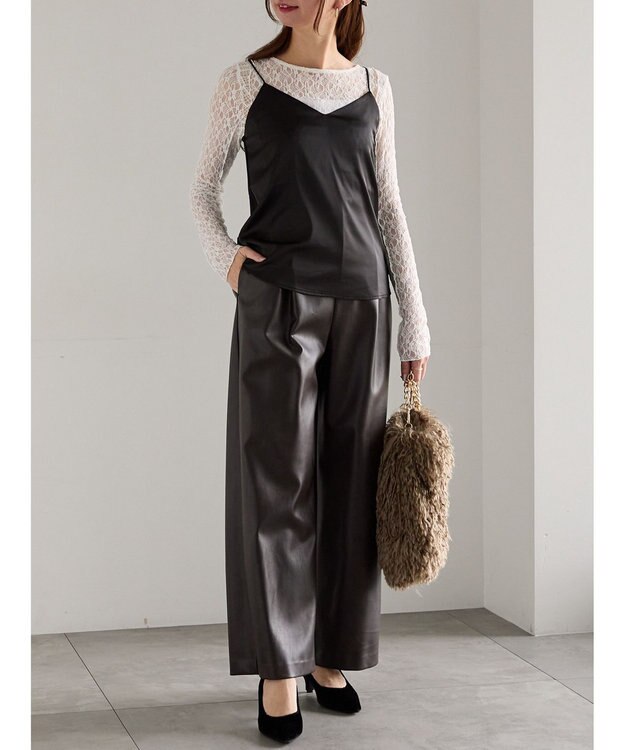 Te chichi 前後2WAYサテン&スムースキャミソール ブラック