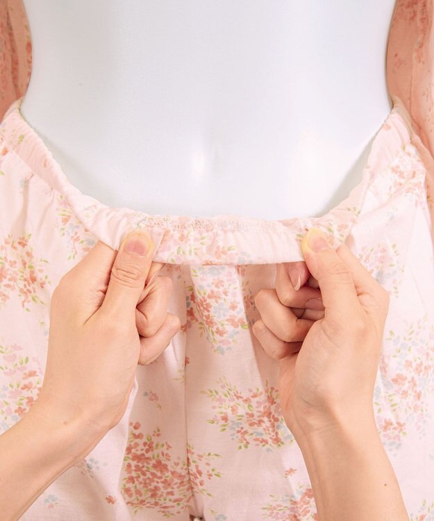 Wing 【数量限定　特別価格】 パジャマ 長袖 長ズボン 綿100% 天竺素材 やわらかな肌ざわり 前開きタイプ 丸首 花柄 EP5911 ウイング／ワコール オレンジ