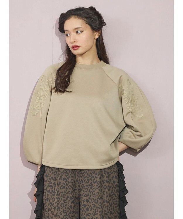 Green Parks ■ＥＳＣＡＲ　コードモチーフ刺繍プルオーバー Beige