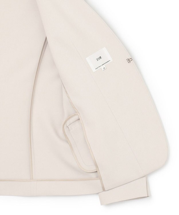 23区 S 【セットアップ対応/洗える】合繊 セットアップ ノーカラー ジャケット ベージュ系