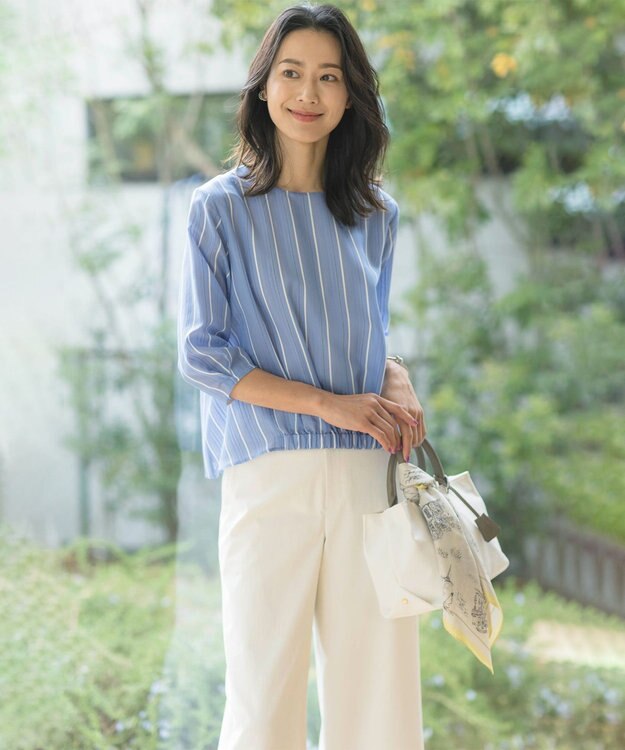 J.PRESS LADIES L 【WEB限定カラーあり】ランダムシアーストライプ カットソー ブルー系1