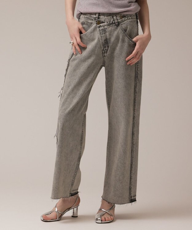 GRACE CONTINENTAL リメイクストレートデニムパンツ グレー