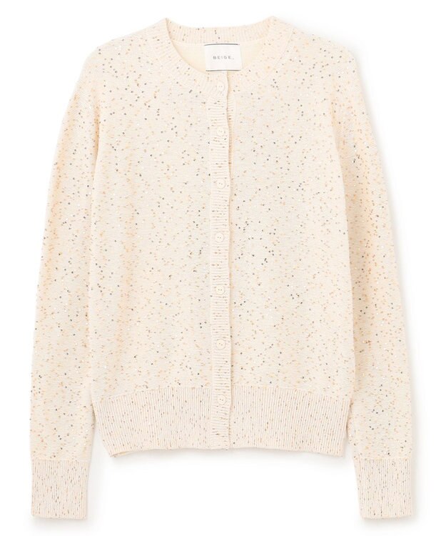 BEIGE， 【洗える】FENNEL / コットンスパンコールカーディガン Meringue