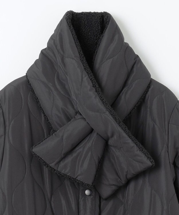 ANY L 【マフラー付き】キルトリバーシブルコート ブラック