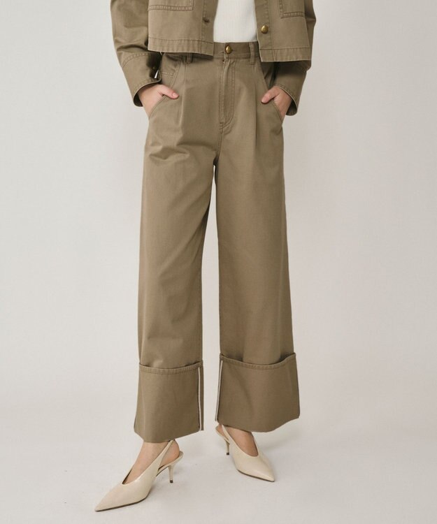 GRACE CONTINENTAL ロールアップワイドパンツ カーキ