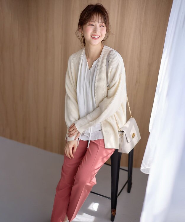 ANY SIS 【洗える】スフレアランパターン カーディガン アイボリー