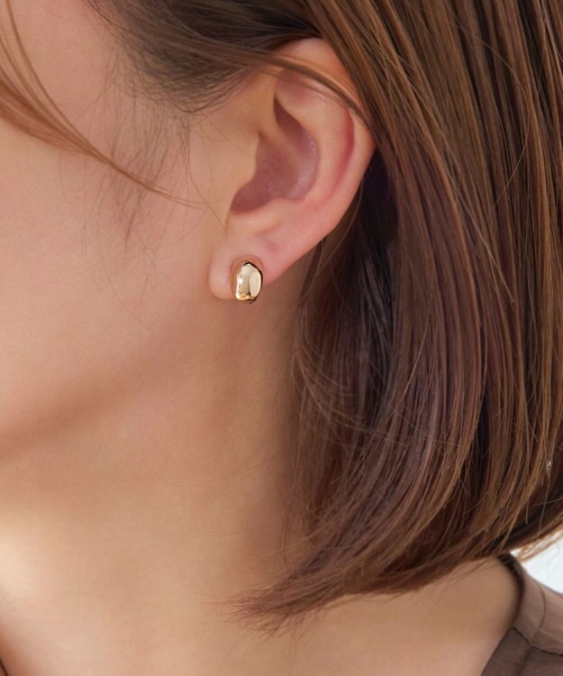 Phoebe 【金属アレルギー対応】オーバルフープスナップイヤリング　シャンパンゴールド シャンパンゴールド