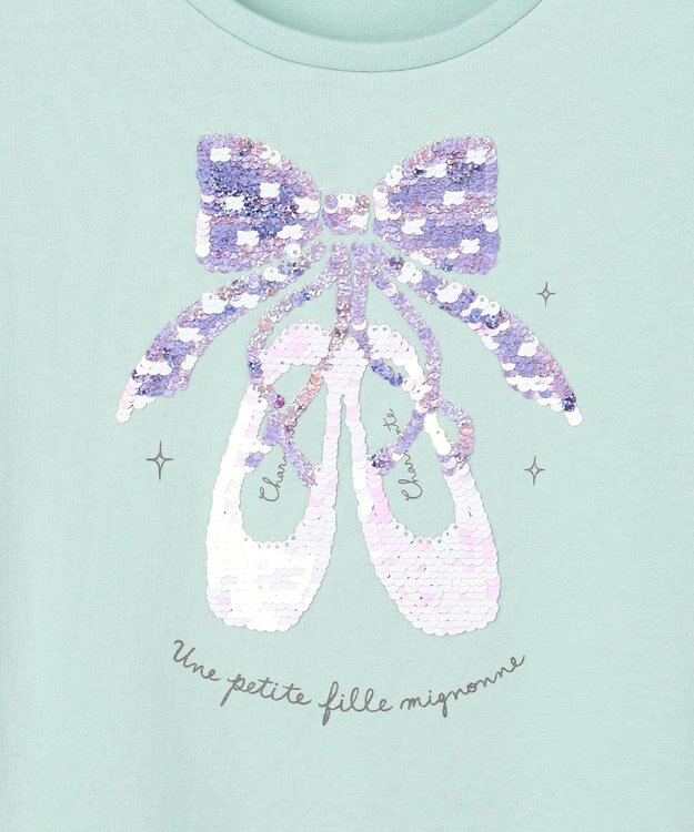 ANY KIDS ミラクルスパンコール 長袖Tシャツ ミント×バレエ