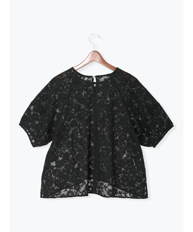 Te chichi メッシュレースボリュームスリーブブラウス ブラック