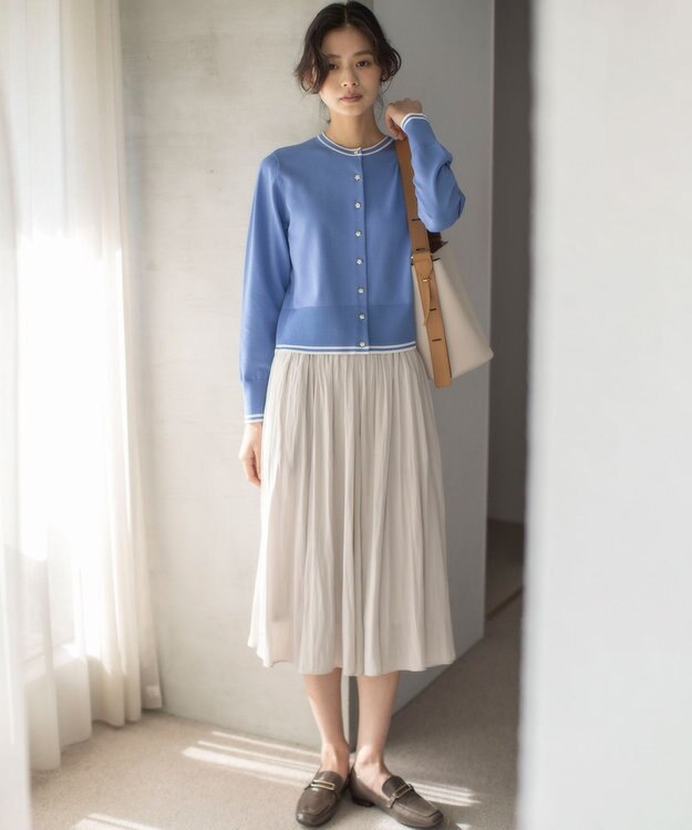 組曲 フラワーメタル ニット カーディガン ブルーベース